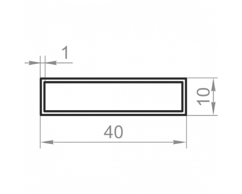 Алюминиевая труба прямоугольная 40x10x1 анодированная - Фото №1