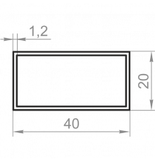 Aluminum rectangular pipe 40x20x1.2 anodized - Фото №1
