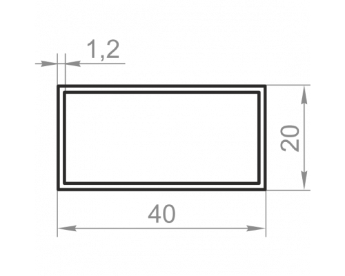 Алюмінієва труба прямокутна 40х20x1,2 анодована - Фото №1