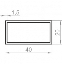 Aluminum rectangular pipe 40x20x1.5 without coating - Фото №1