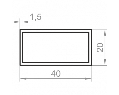 Алюминиевая труба прямоугольная 40x20x1,5 анодированная - Фото №1