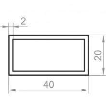 Aluminum rectangular pipe 40x20x2 anodized - Фото №1