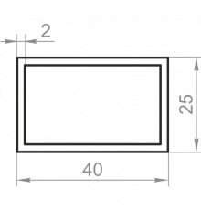 Aluminum rectangular pipe 40x25x2 anodized - Фото №1