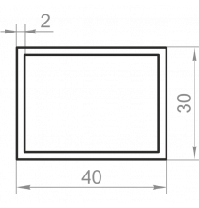 Алюминиевая труба прямоугольная 40x30x2 анодированная - Фото №1