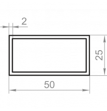 Aluminum rectangular pipe 50x25x2 without coating - Фото №1