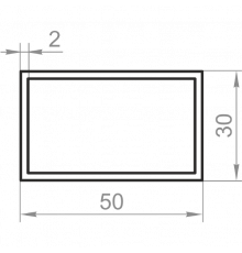 Aluminum rectangular pipe 50x30x2 without coating - Фото №1