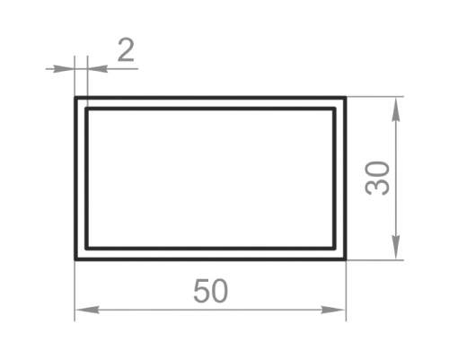 Алюминиевая труба прямоугольная 50x30x2 анодированная - Фото №1