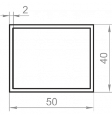 Aluminum rectangular pipe 50x40x2 without coating - Фото №1