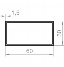 Aluminum rectangular pipe 60x30x1.5 without coating - Фото №1