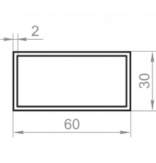 Aluminum rectangular pipe 60x30x2 without coating - Фото №1