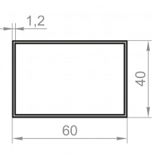 Rectangular aluminum pipe 60x40x1.2 anodized