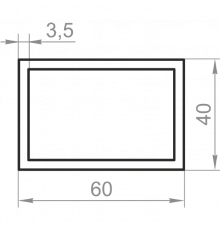 Aluminum rectangular pipe 60x40x3.5 without coating - Фото №1