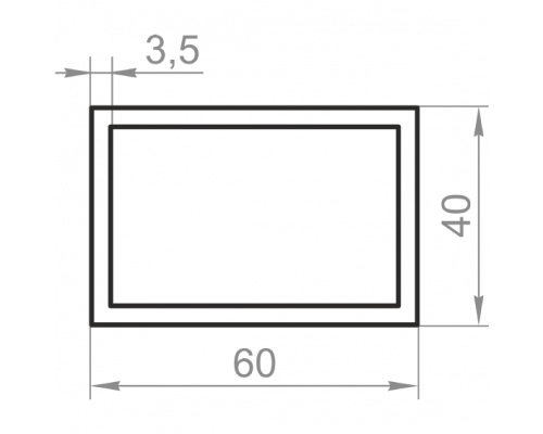 Aluminum rectangular pipe 60x40x3.5 without coating - Фото №1