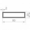 Алюминиевая труба прямоугольная 80x20x2 анодированная
