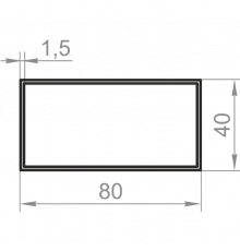 Anodized rectangular aluminum pipe 80x40x1.5 - Фото №1