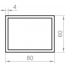 Aluminum rectangular pipe 80x60x4 without coating - Фото №1