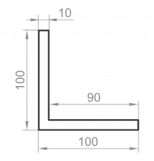 Equilateral aluminum corner 100x100x10 without coating - Фото №1