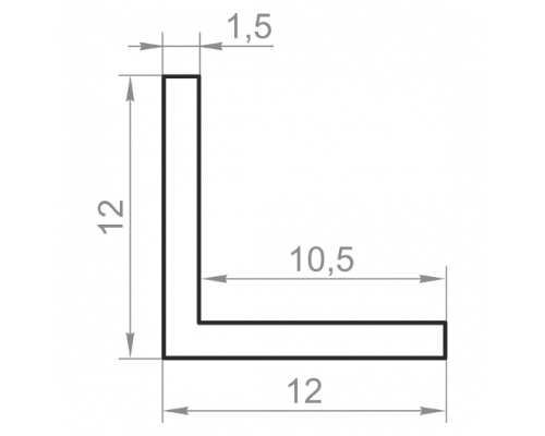Уголок алюминиевый равносторонний 12x12x1,5 анодированный - Фото №1