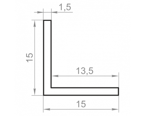Уголок алюминиевый равносторонний 15x15x1,5 анодированный - Фото №1