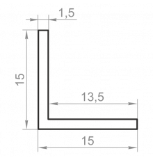 Уголок алюминиевый равносторонний 15x15x1,5 без покрытия