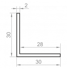 Anodized aluminum equilateral corner 30x30x2 - Фото №1