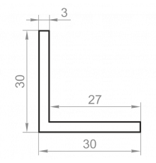 Equilateral aluminum corner 30x30x3 without coating - Фото №1