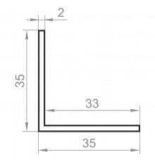 Equilateral aluminum angle 35x35x2 without coating