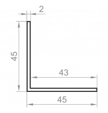 Anodized aluminum equilateral corner 45x45x2