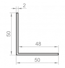 Equilateral aluminum corner 50x50x2 without coating - Фото №1