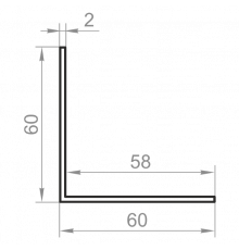 Anodized aluminum equilateral corner 60x60x2