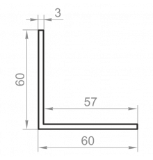 Anodized aluminum equilateral angle 60x60x3