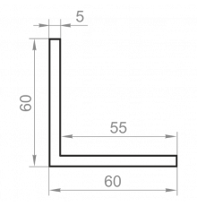 Anodized aluminum equilateral angle 60x60x5