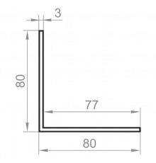 Кутник алюмінієвий рівносторонній 80х80x3 анодований