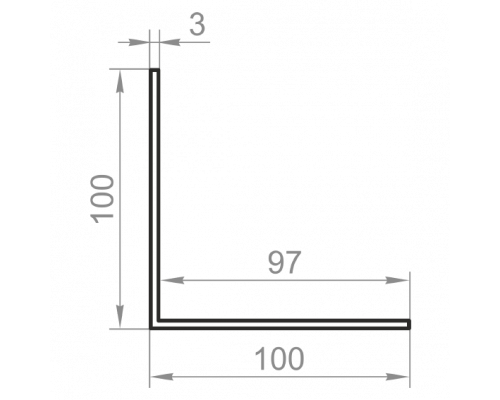Кутник алюмінієвий рівносторонній 100х100x3 анодований купити в Україні ...