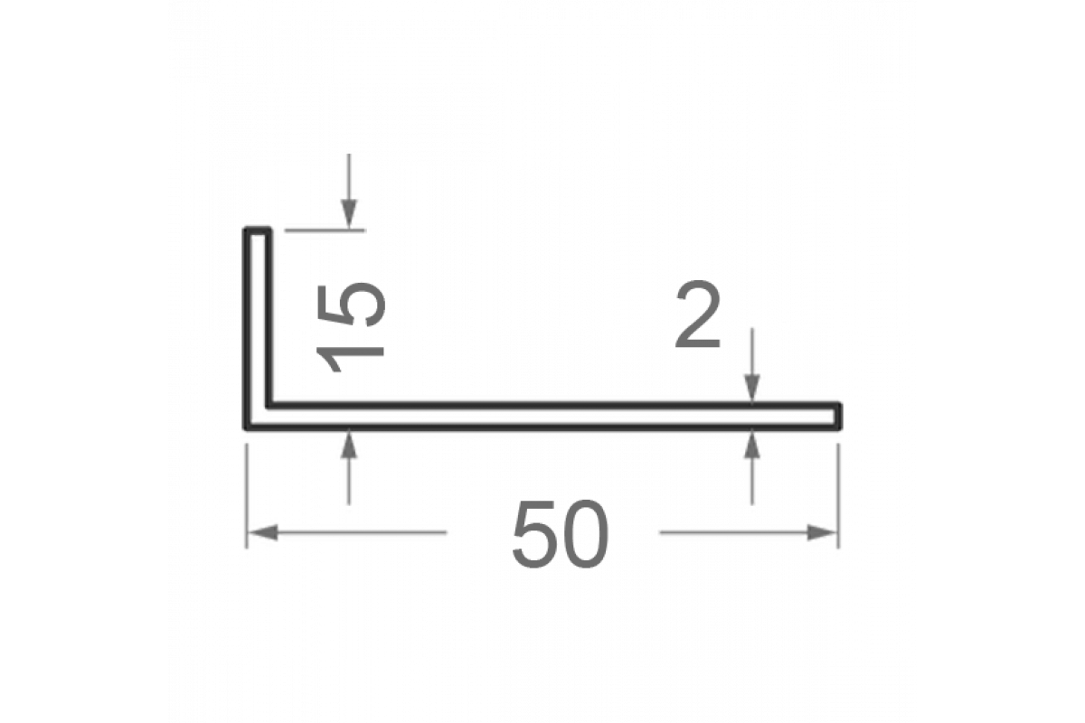 Кутник алюмінієвий різносторонній 50x15x2 анодований купити в Україні ...